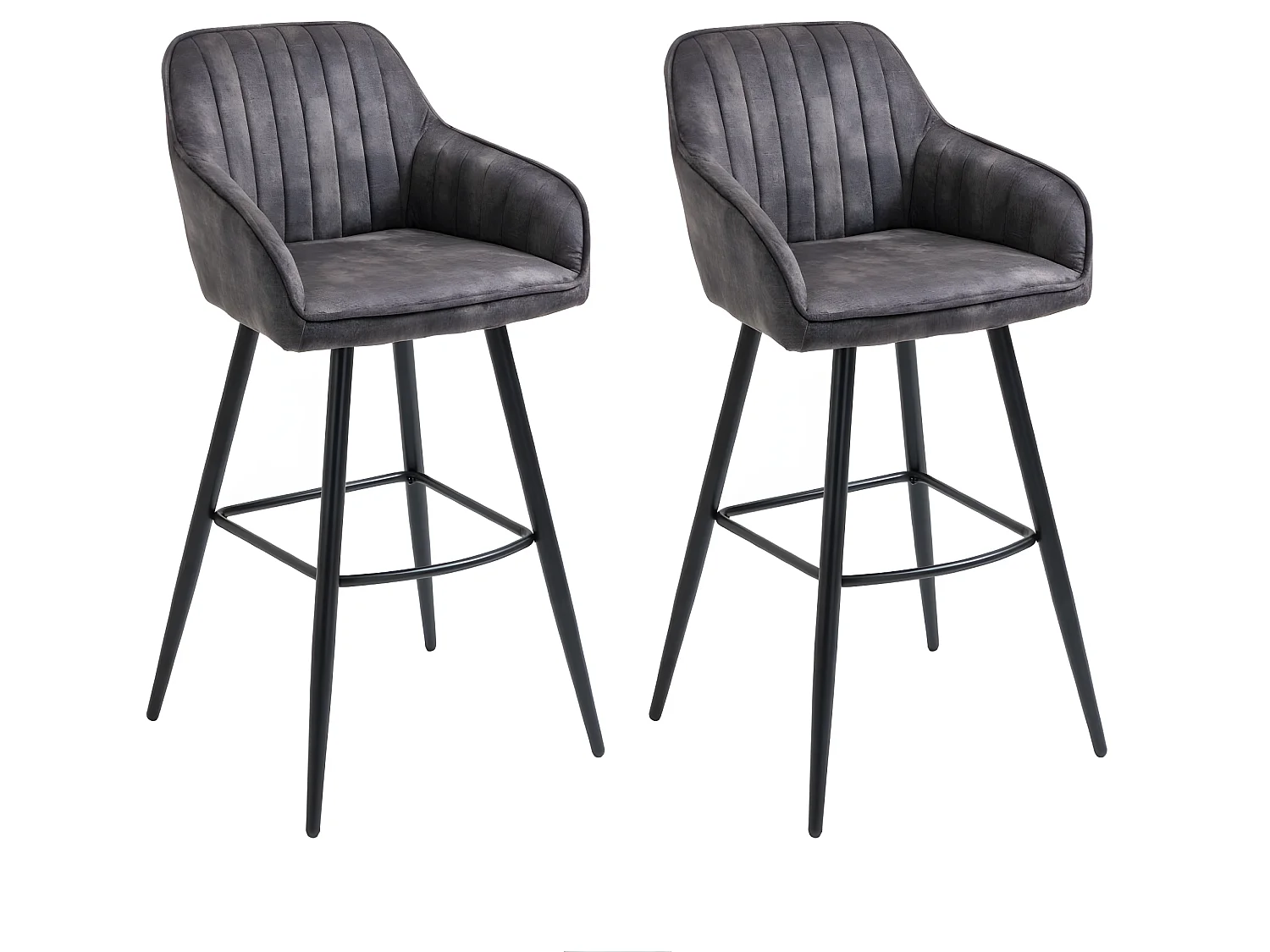 Zestaw 2 krzeseł barowych - tkanina i metal - antracyt - BOND