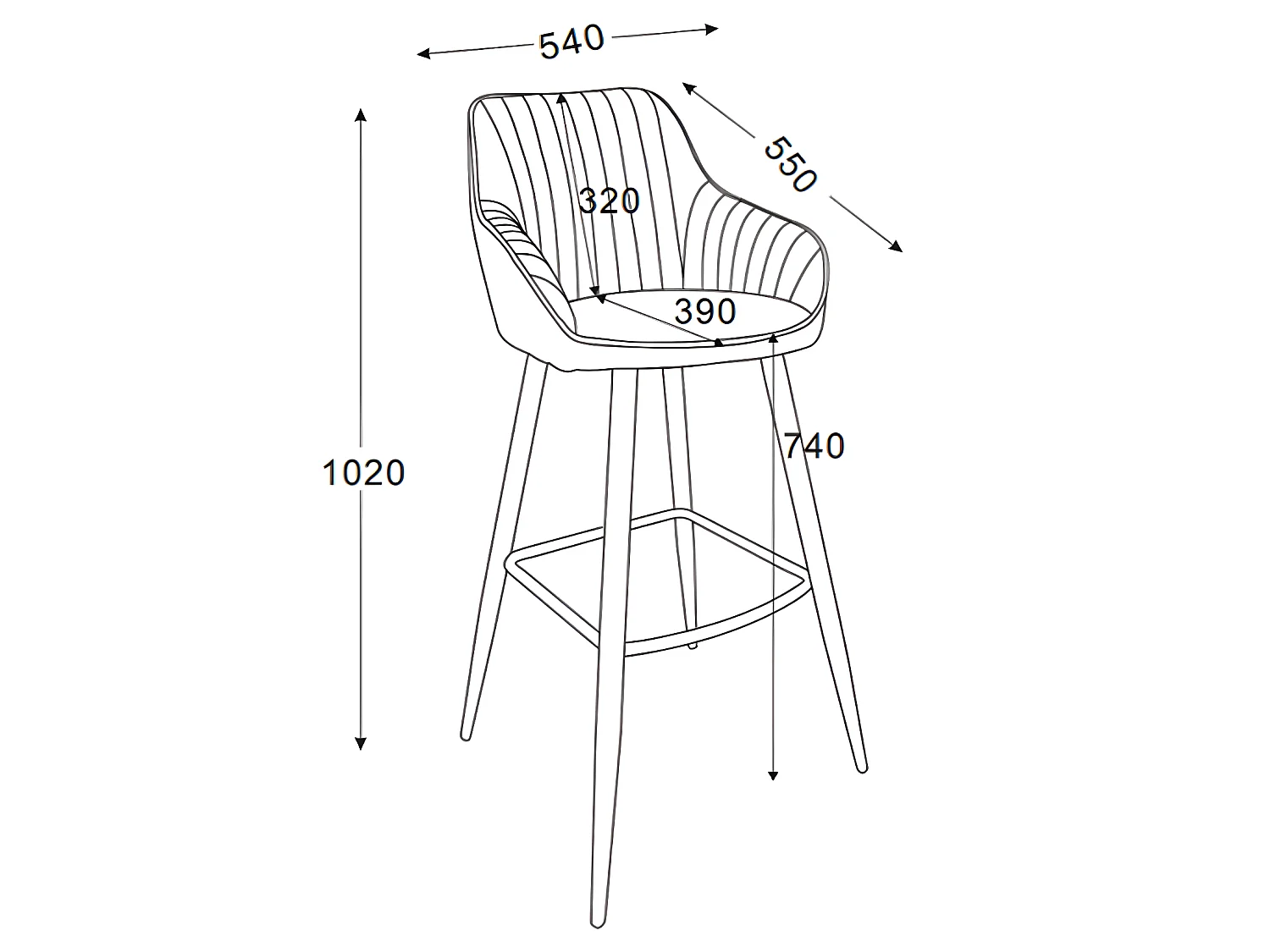 Zestaw 2 krzeseł barowych - tkanina i metal - antracyt - BOND