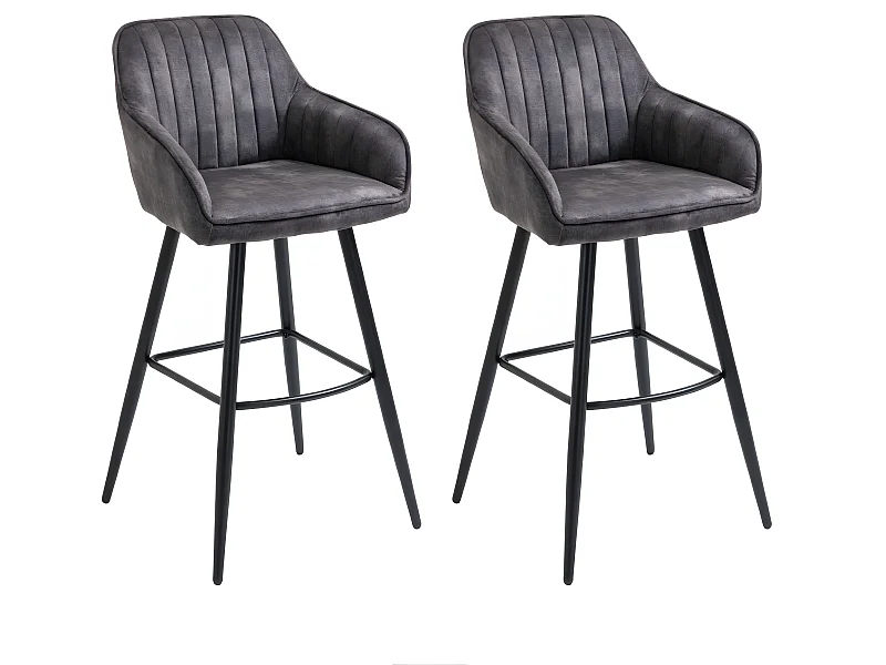 Barkruk set van 2 - Stof & metaal - Antraciet - BOND