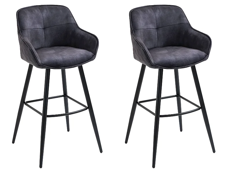 Barkruk set van 2 - stof & metaal - antraciet - SHERRY