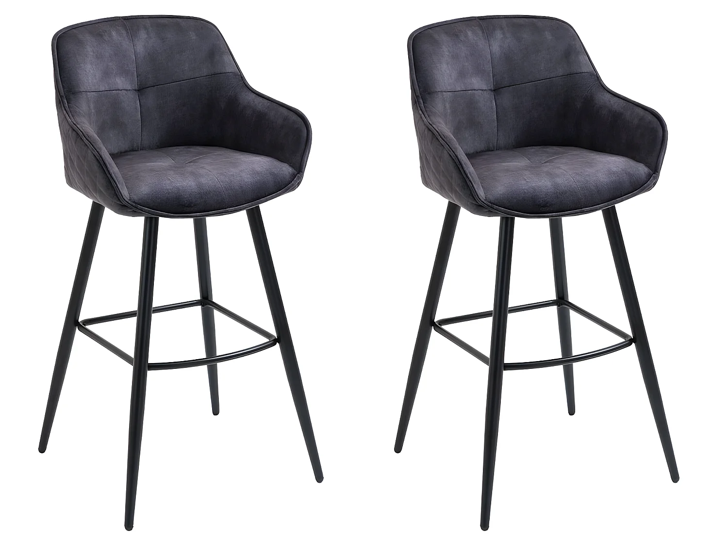 Set di 2 sgabelli da bar - tessuto e metallo - antracite - SHERRY