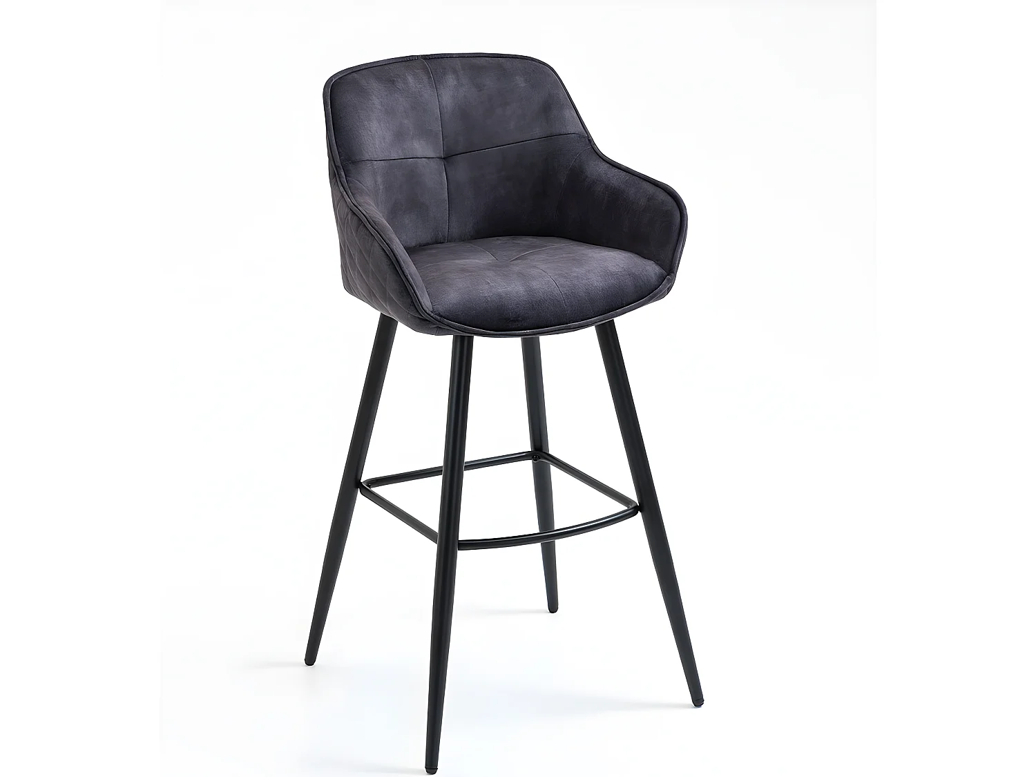 Set di 2 sgabelli da bar - tessuto e metallo - antracite - SHERRY