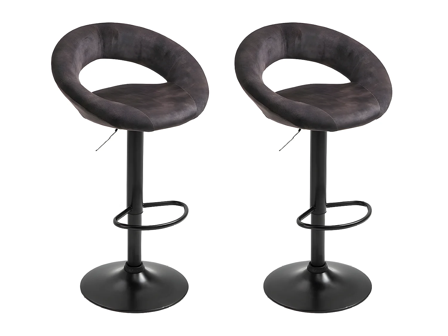 Barhocker 2er-Set höhenverstellbar - Stoff & Metall - Anthrazit - VANJA