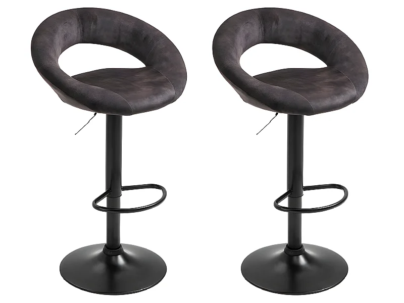 Set van 2 in hoogte verstelbare barkrukken - Stof & metaal - Antraciet - VANJA