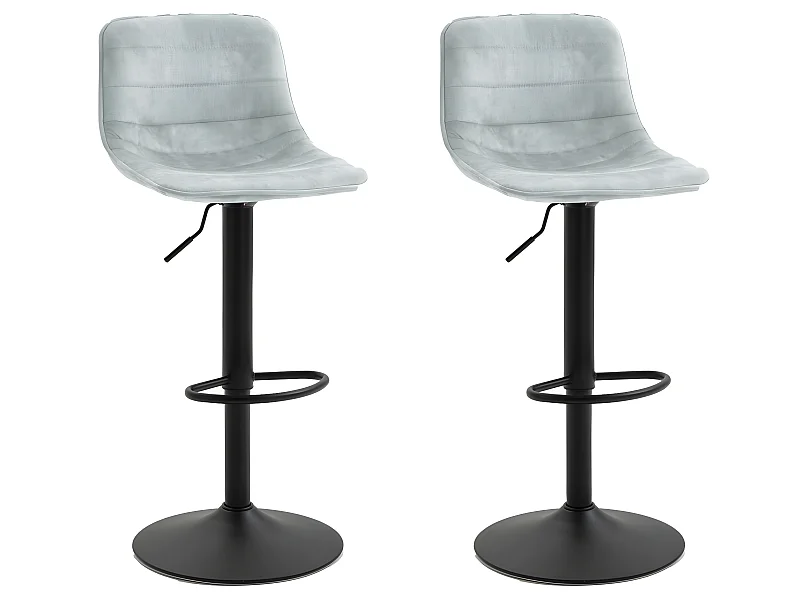 Set van 2 in hoogte verstelbare barkrukken - Stof & metaal - Lichtgrijs - TITUS