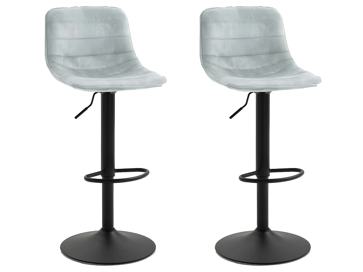 Set van 2 in hoogte verstelbare barkrukken - Stof & metaal - Lichtgrijs - TITUS