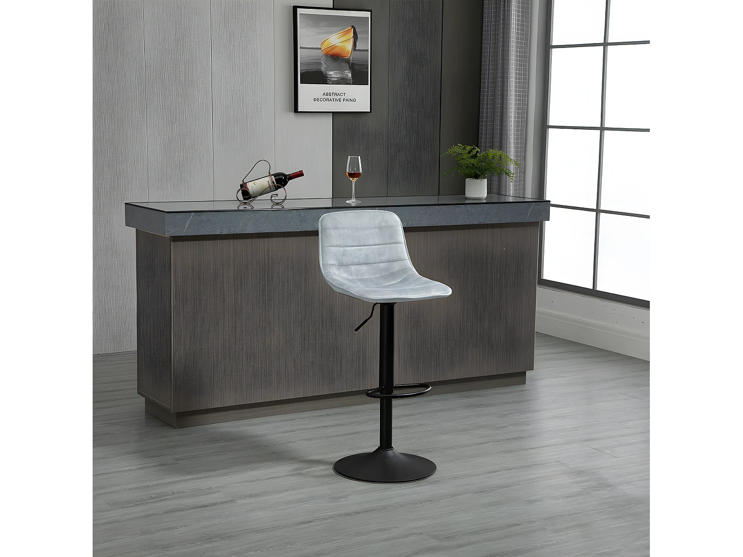 Set van 2 in hoogte verstelbare barkrukken - Stof & metaal - Lichtgrijs - TITUS