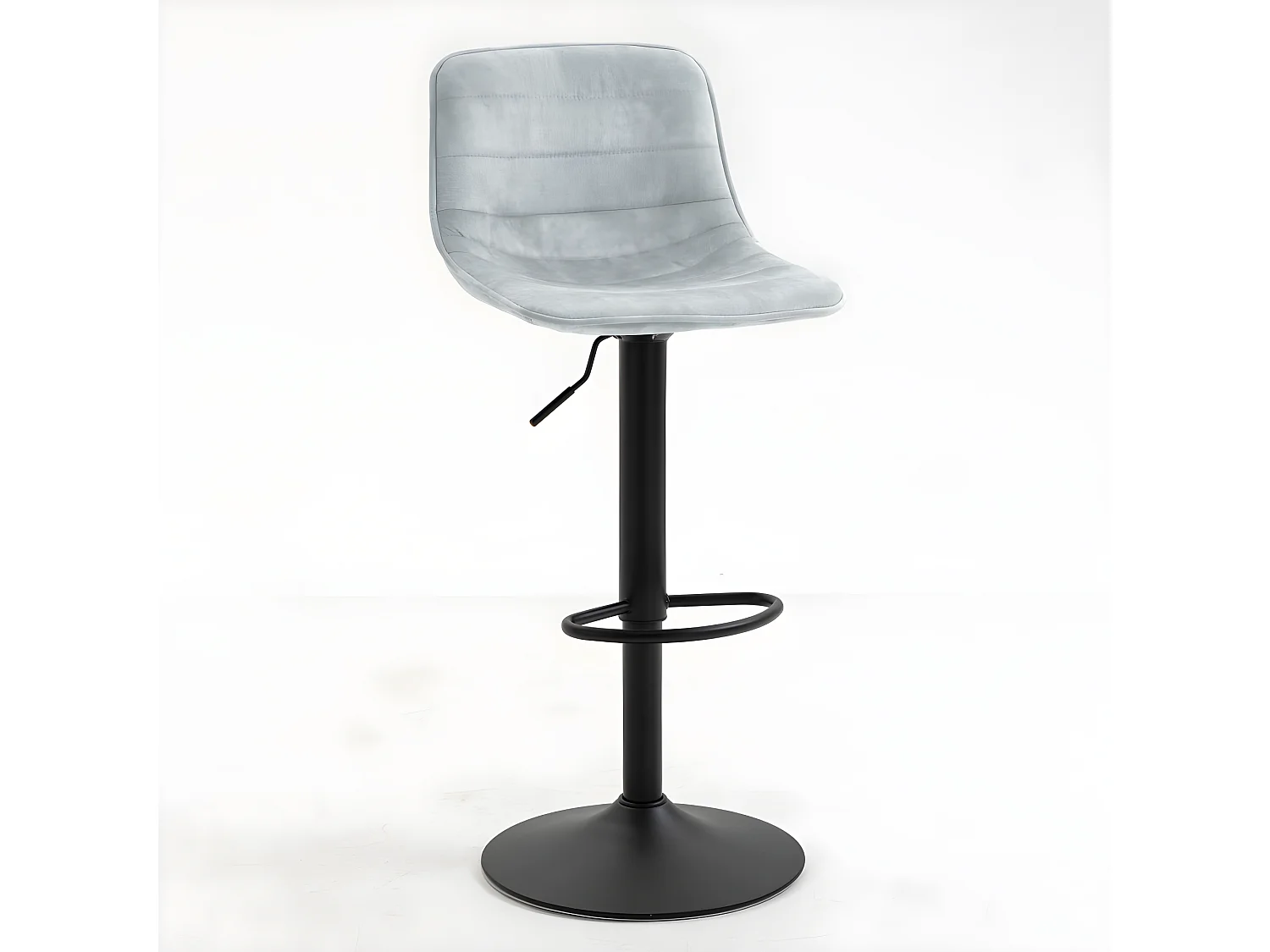 Zestaw 2 krzeseł barowych z regulacją wysokości - materiał i metal - jasnoszary - TITUS