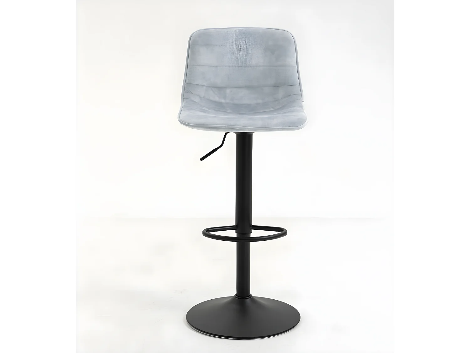 Zestaw 2 krzeseł barowych z regulacją wysokości - materiał i metal - jasnoszary - TITUS