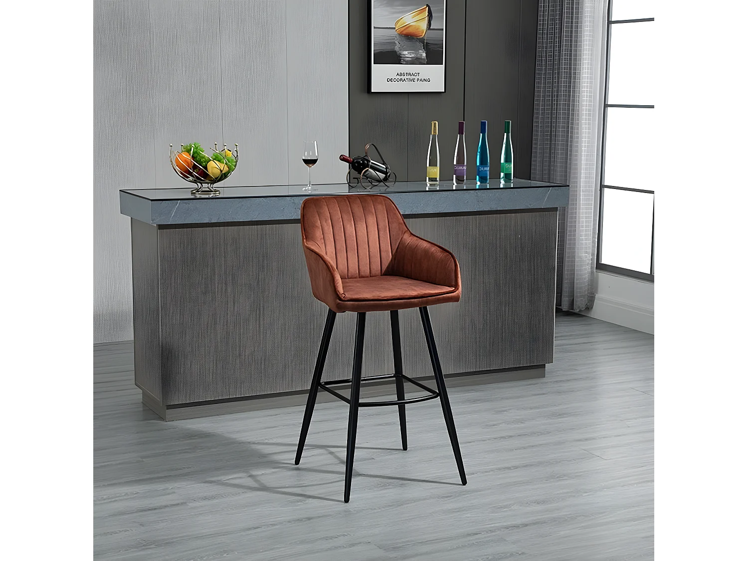 Barkruk set van 2 - stof & metaal - bruin - BOND