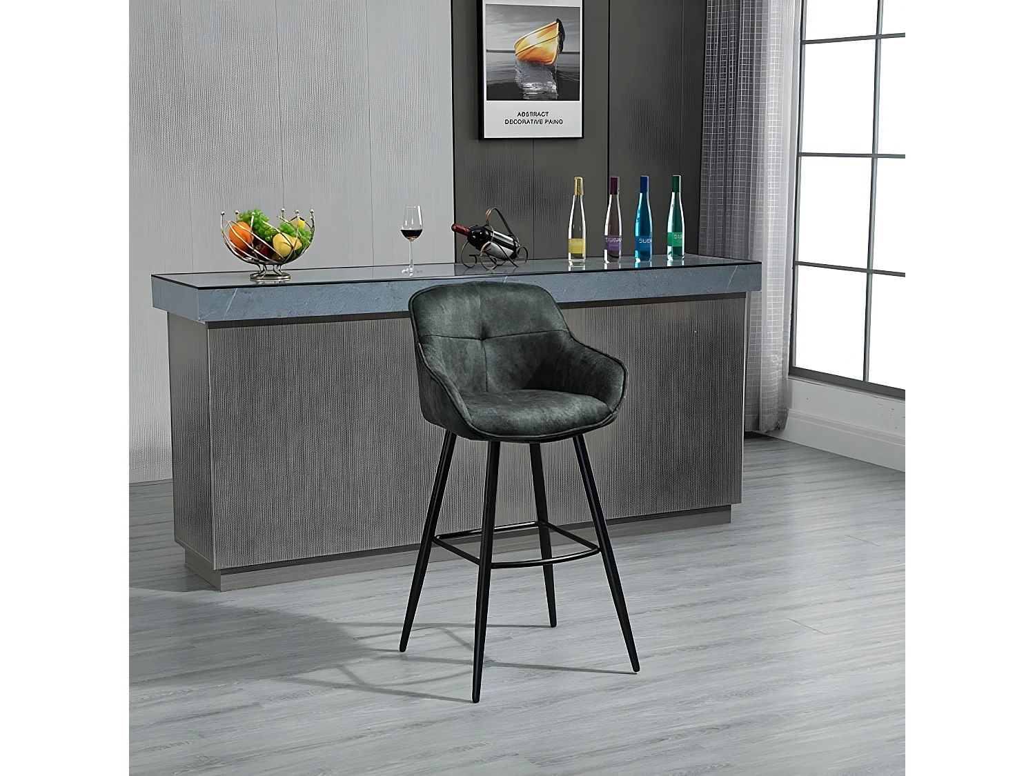 Barkruk set van 2 - stof & metaal - donkergroen - SHERRY