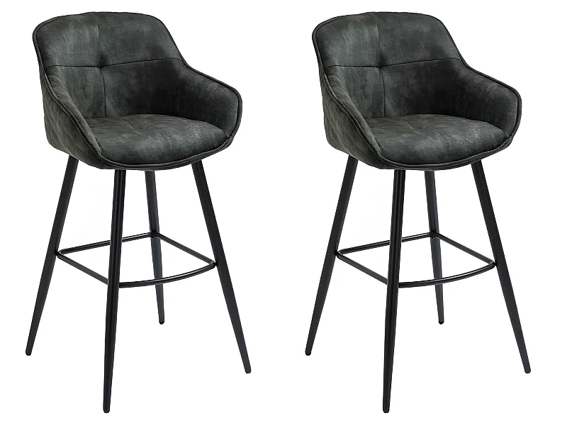 Zestaw 2 krzeseł barowych - materiał i metal - ciemna zieleń - SHERRY