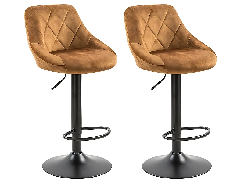 Set van 2 in hoogte verstelbare barkrukken - Stof & metaal - Donkergeel - TRACER