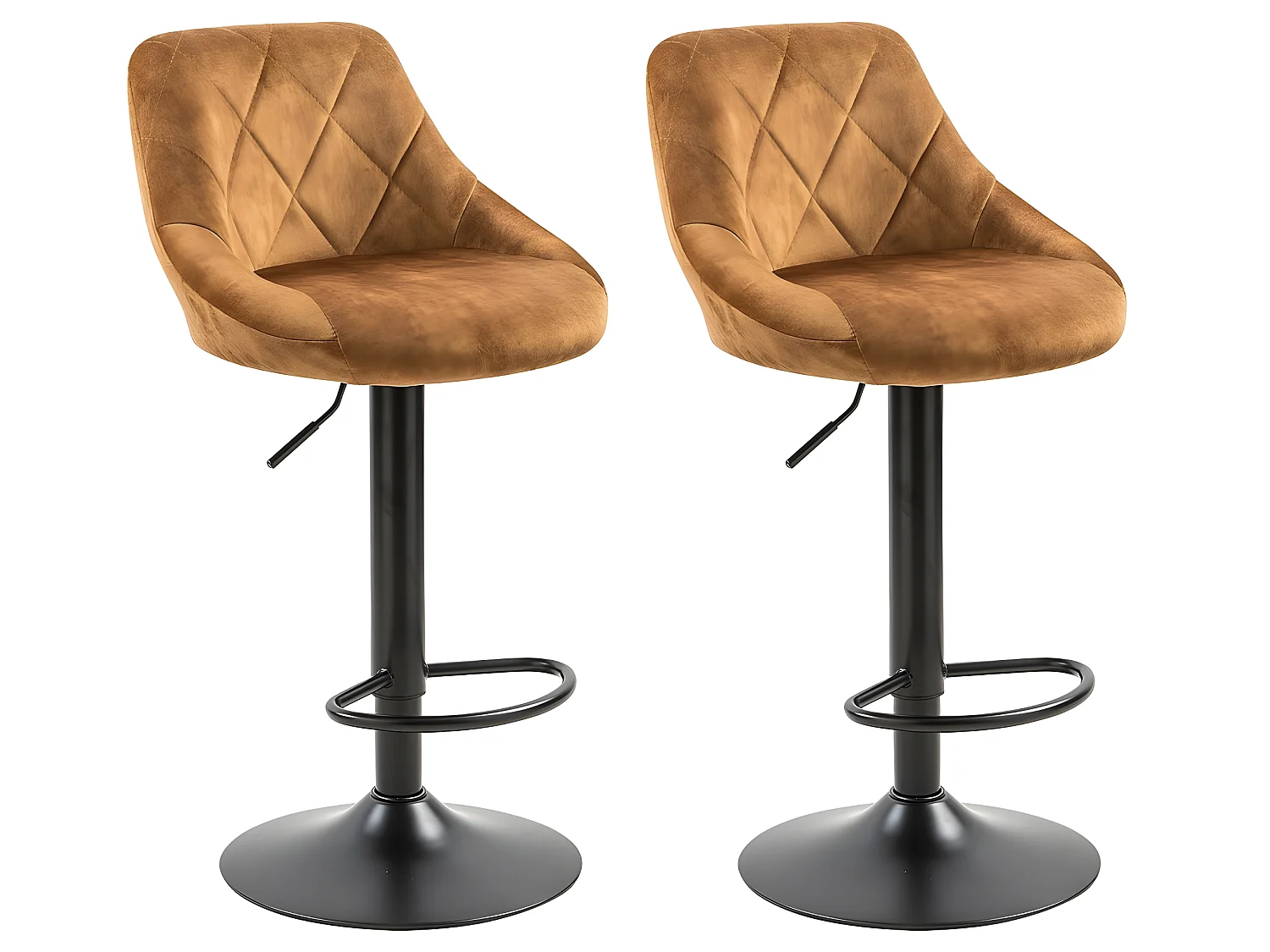 Set di 2 sgabelli da bar regolabili in altezza - Tessuto e metallo - Giallo scuro - TRACER