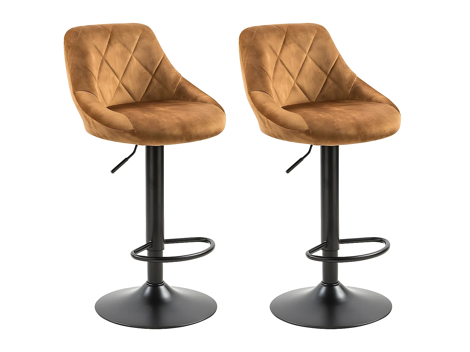 Barhocker 2er-Set höhenverstellbar - Stoff & Metall - Dunkelgelb - TRACER