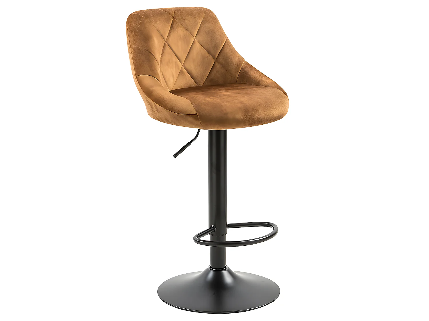 Conjunto de 2 bancos de bar, altura ajustável - tecido e metal - amarelo escuro - TRACER