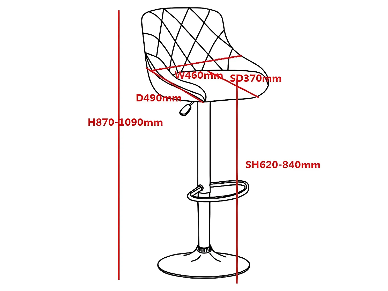 Conjunto de 2 bancos de bar, altura ajustável - tecido e metal - amarelo escuro - TRACER