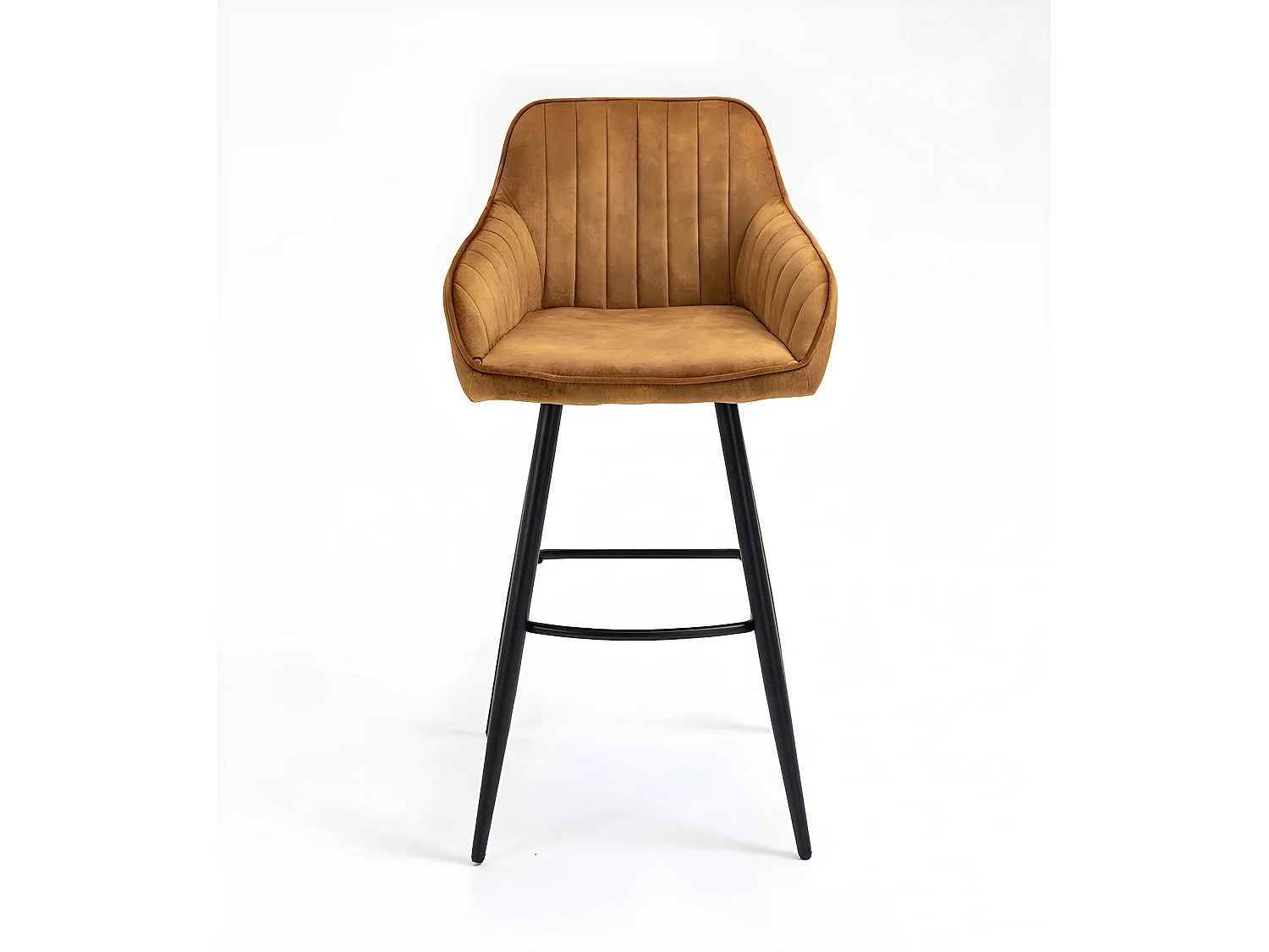 Set di 2 sgabelli da bar - Tessuto e metallo - Giallo scuro - BOND