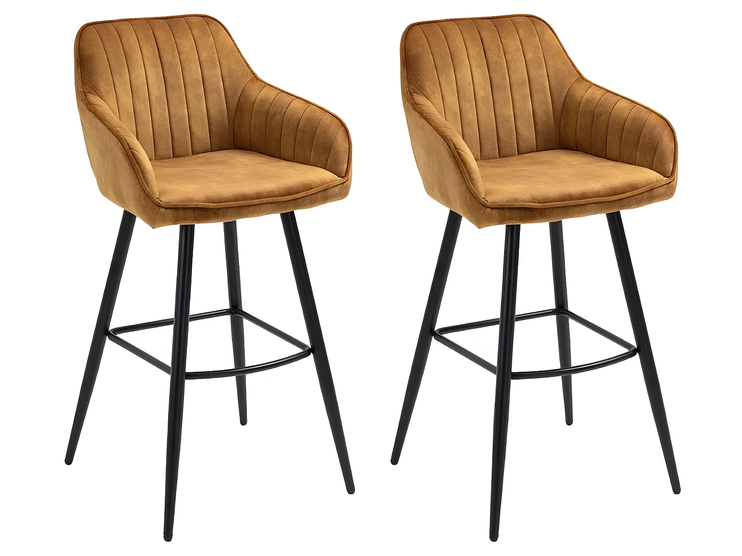 Zestaw 2 krzeseł barowych - tkanina i metal - ciemnożółty - BOND