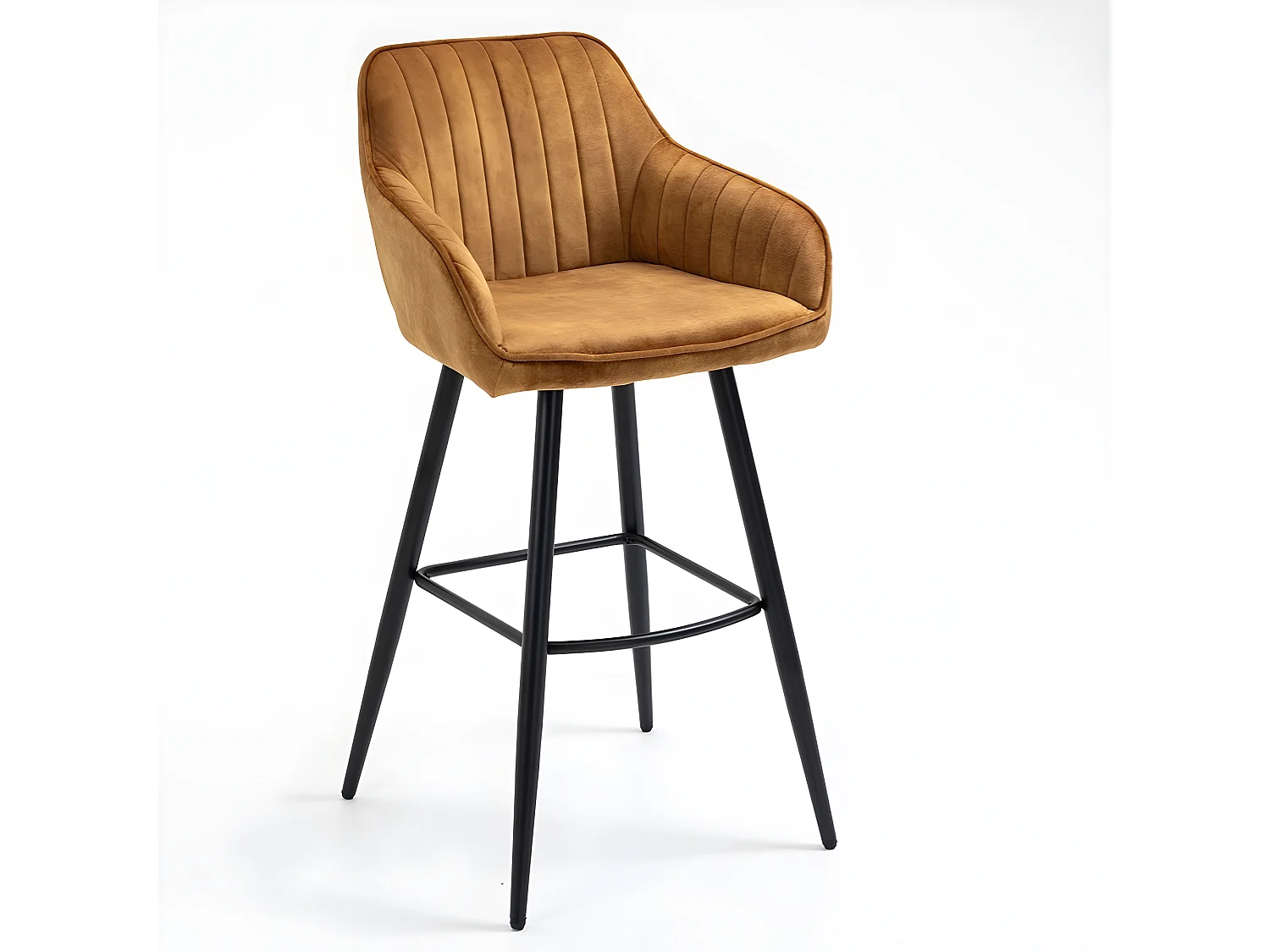 Zestaw 2 krzeseł barowych - tkanina i metal - ciemnożółty - BOND