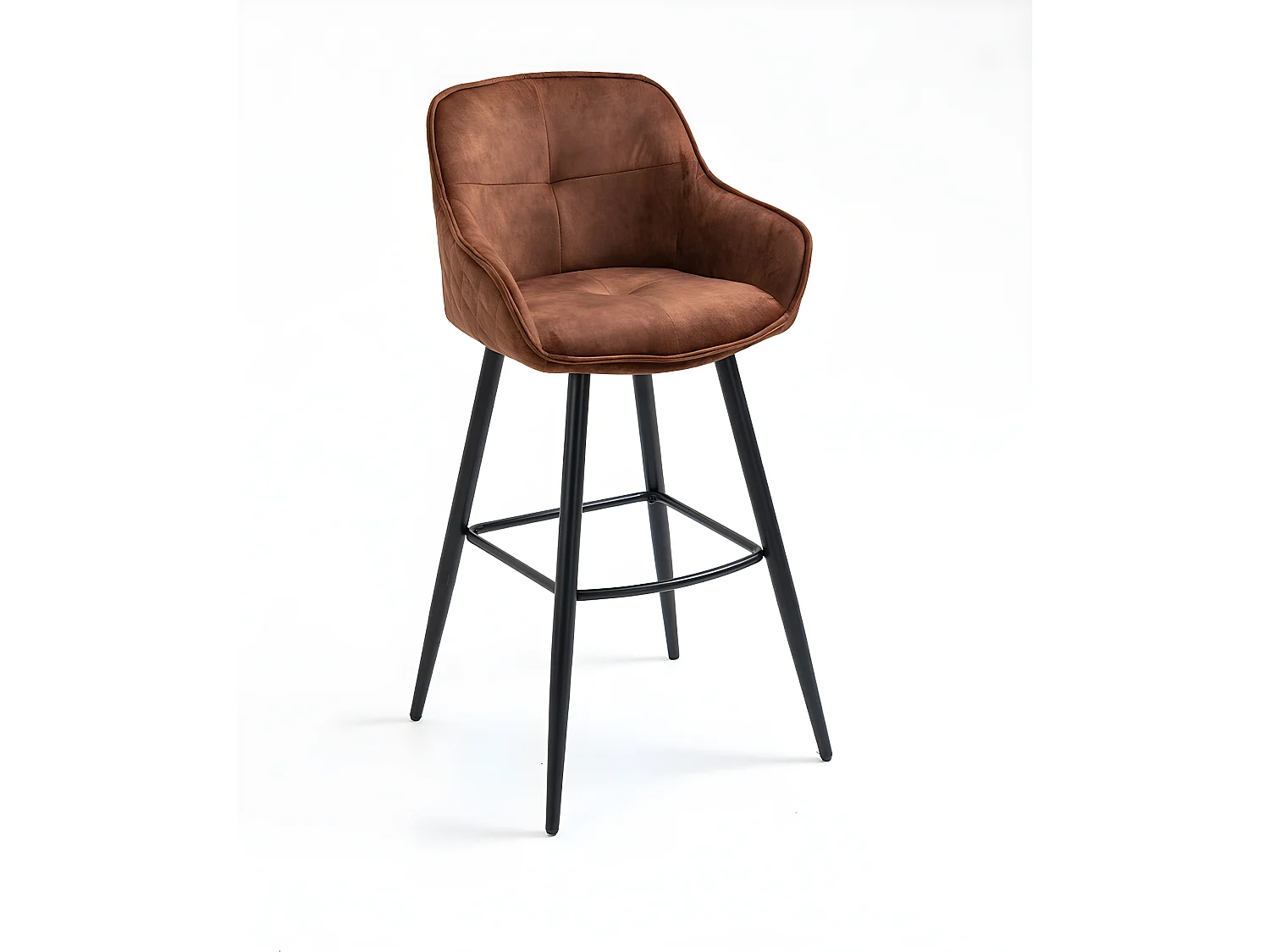 Barhocker 2er-Set - Stoff & Metall - Rotbraun - SHERRY