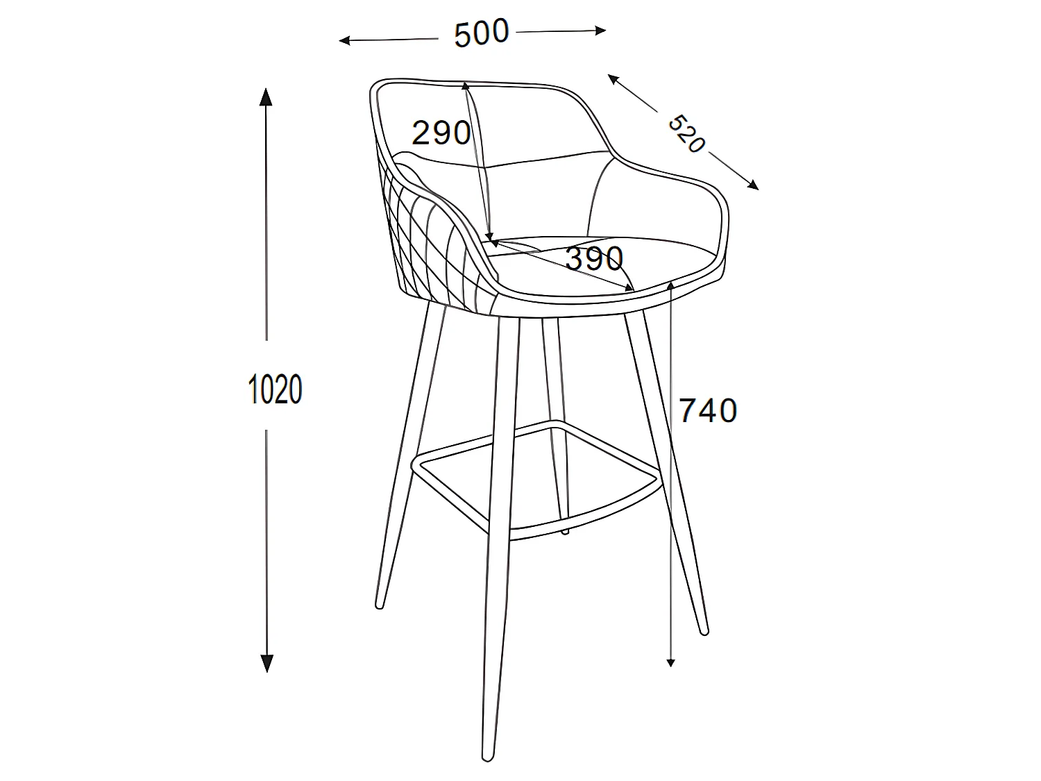 Barhocker 2er-Set - Stoff & Metall - Rotbraun - SHERRY