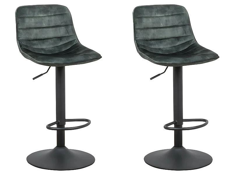 Set van 2 in hoogte verstelbare barkrukken - Stof & metaal - Donkergroen - TITUS