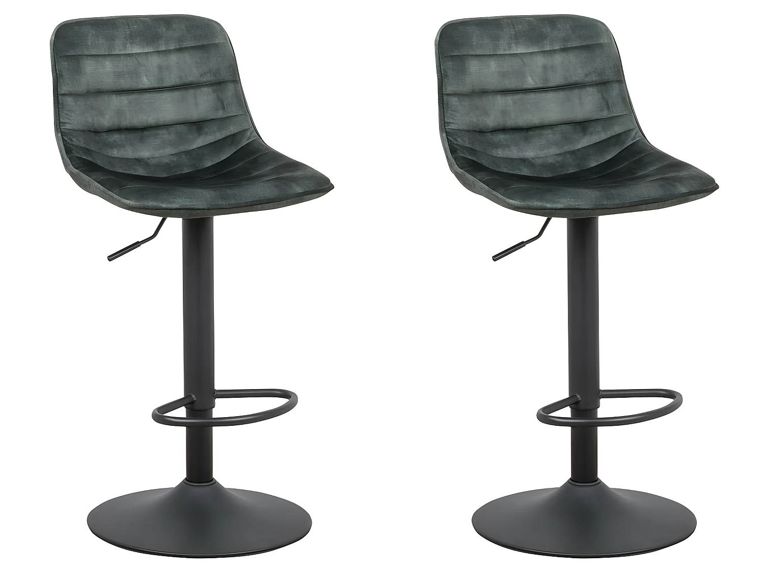 Set di 2 sgabelli da bar regolabili in altezza - Tessuto e metallo - Verde scuro - TITUS