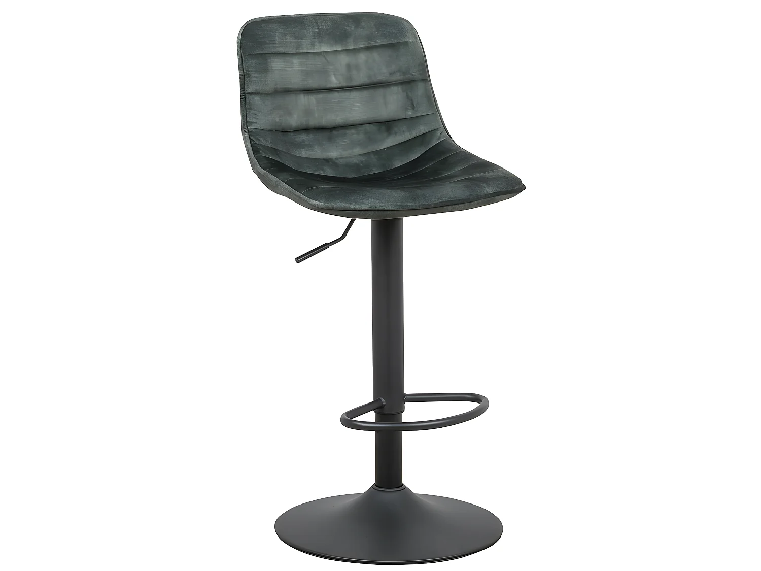 Set di 2 sgabelli da bar regolabili in altezza - Tessuto e metallo - Verde scuro - TITUS