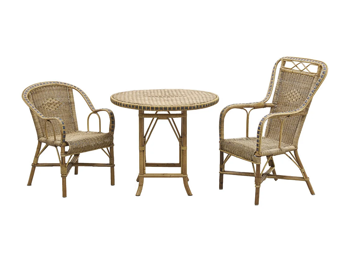 Table ronde en rotin patiné et coloré Surabaya Ø 100