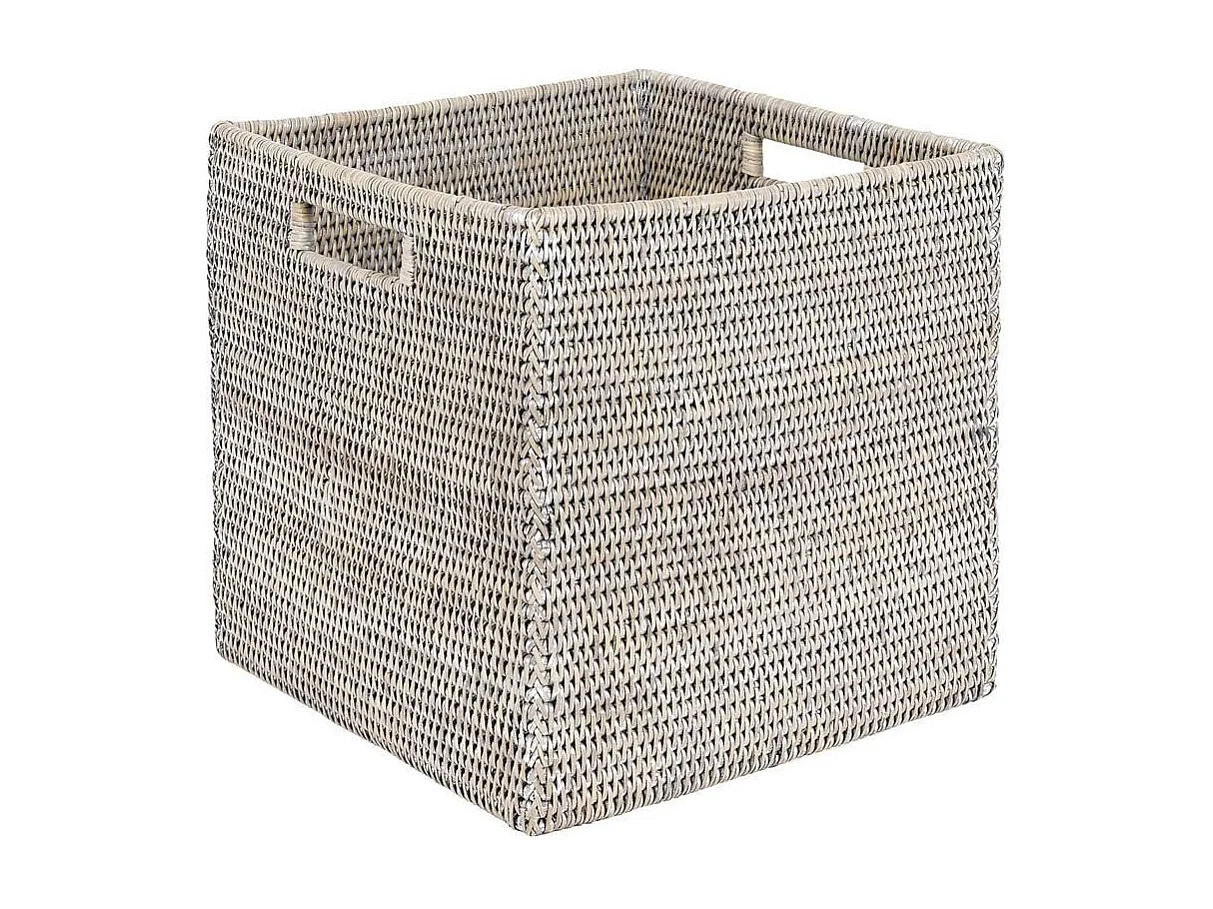 Caisse de rangement en rotin patiné gris (lot de 2)