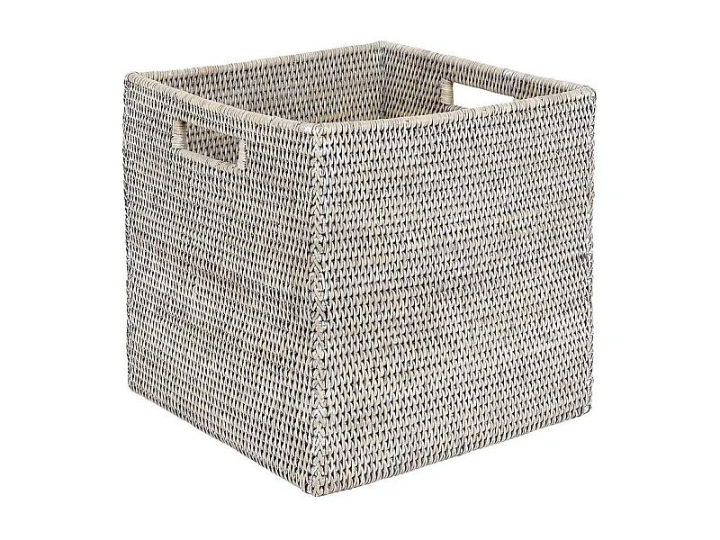 Caisse de rangement en rotin patiné gris (lot de 2)