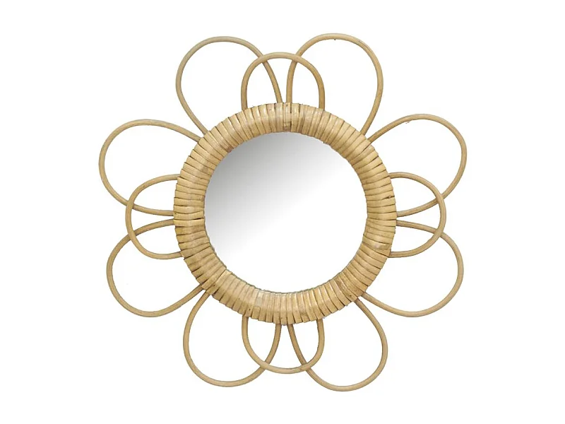 Miroir en rotin fleur