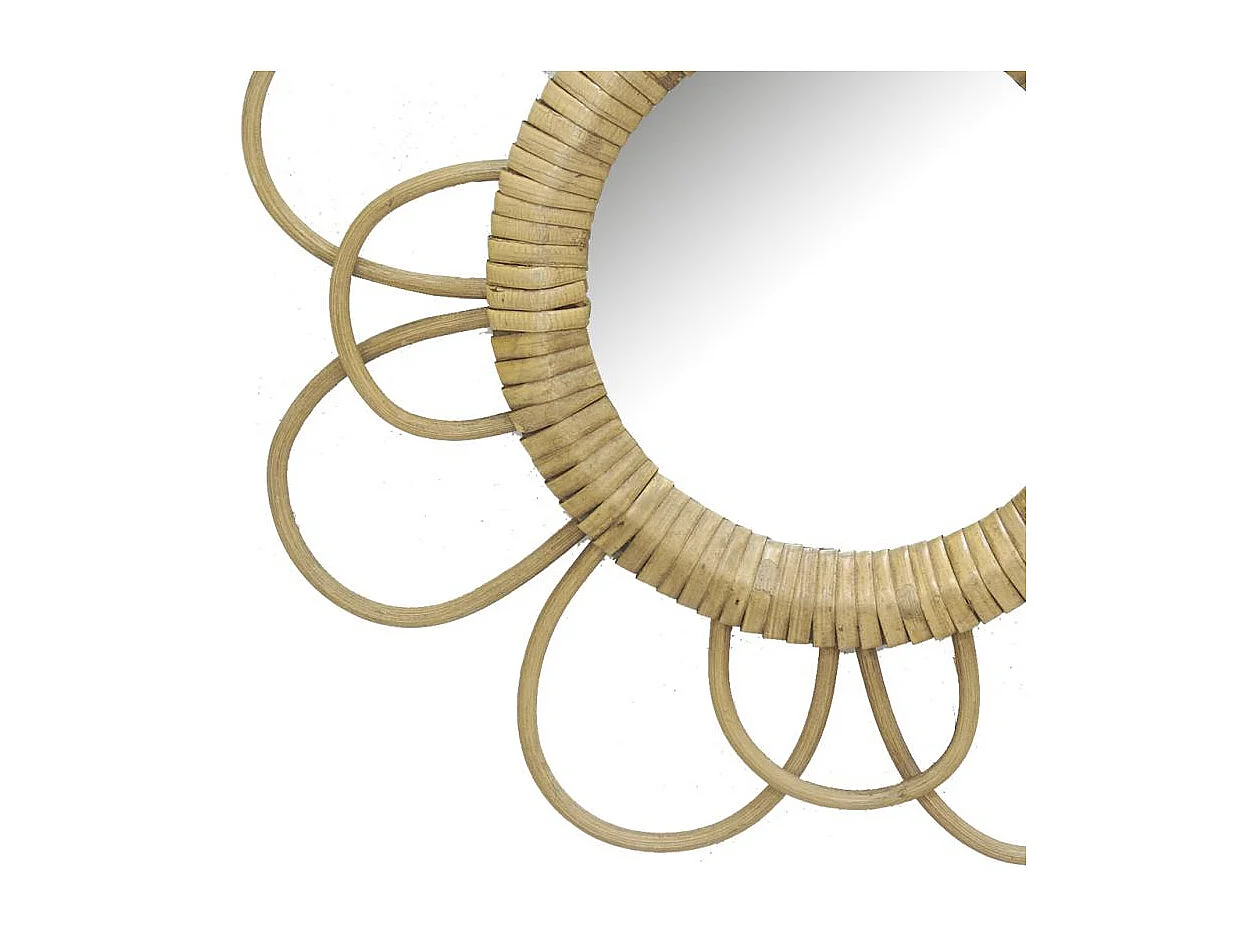Miroir en rotin fleur