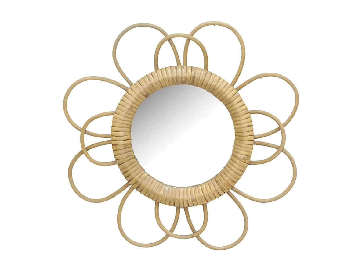 Miroir en rotin fleur 31 cm