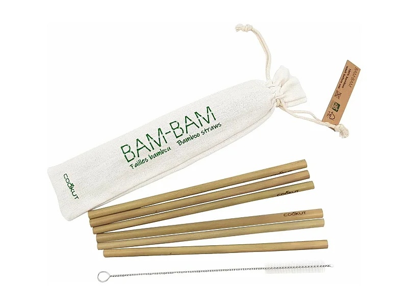 6 wiederverwendbare Trinkhalme aus Bambus "Bam Bam"