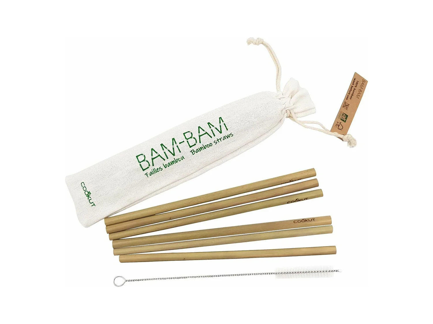 6 wiederverwendbare Trinkhalme aus Bambus "Bam Bam"