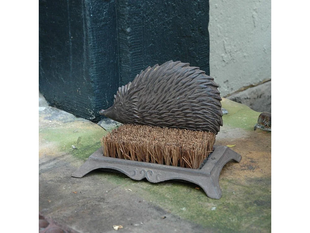 Cepillo de limpieza de zapatos de hierro fundido y fibra de coco Erizo