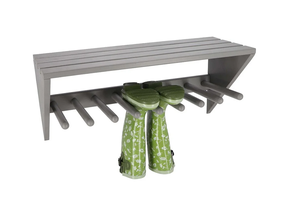 Wand-Stiefelhalter aus Kiefernholz Grau