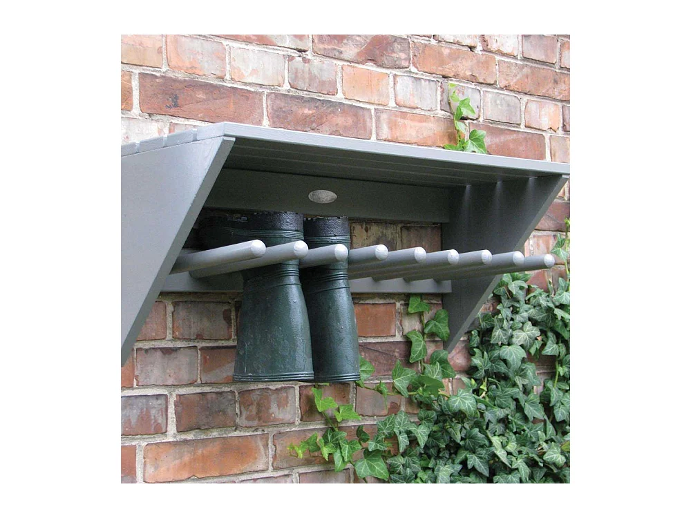Wand-Stiefelhalter aus Kiefernholz Grau