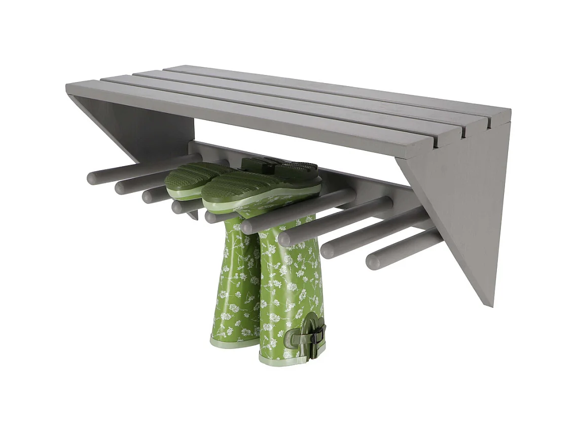 Wand-Stiefelhalter aus Kiefernholz Grau