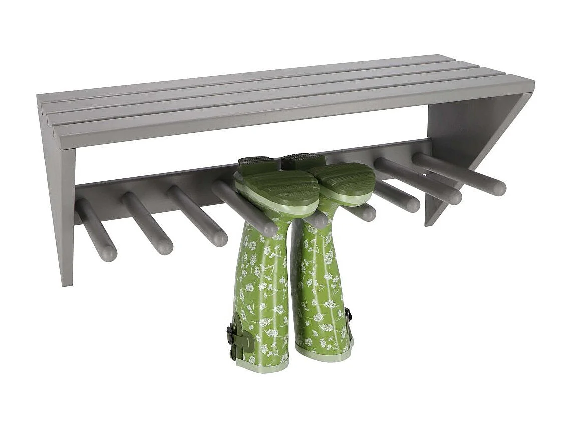 Wand-Stiefelhalter aus Kiefernholz Grau