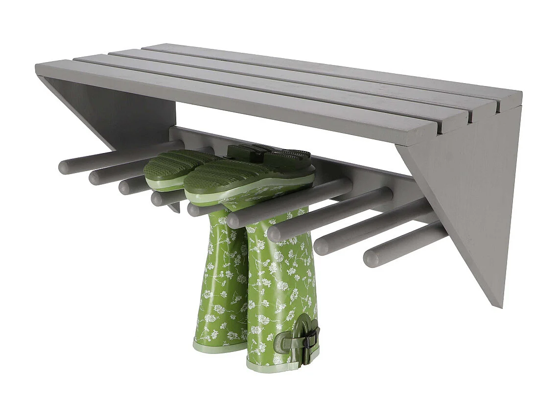 Wand-Stiefelhalter aus Kiefernholz Grau