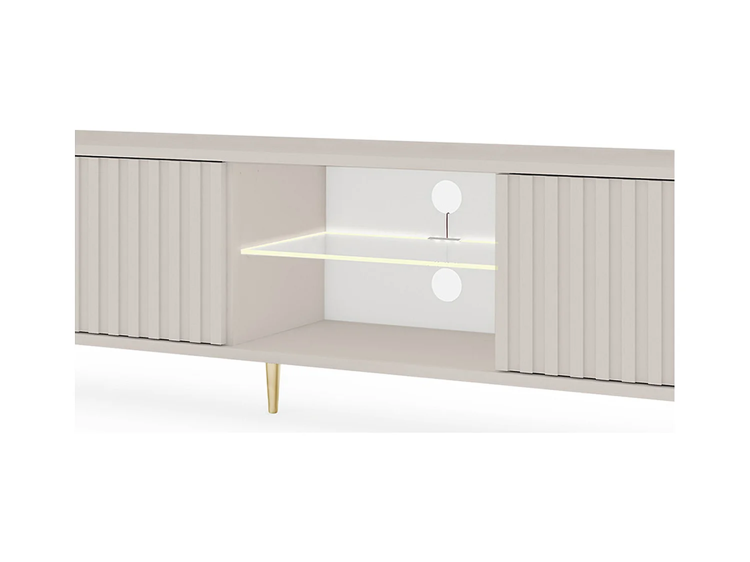 TV-meubel - 175 cm - lamellenfront - Taupe (Grijs-Beige) - BELLO