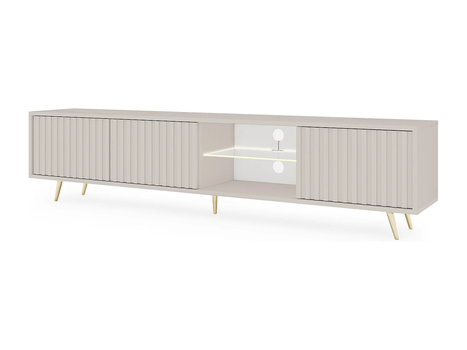 TV-Schrank - 175 cm - Lamellenfront - Taupe (Grau-Beige) - BELLO