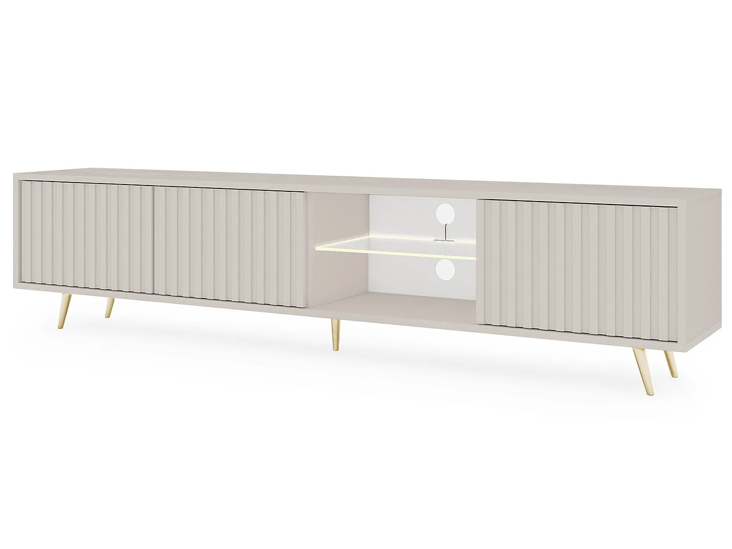 TV-meubel - 175 cm - lamellenfront - Taupe (Grijs-Beige) - BELLO