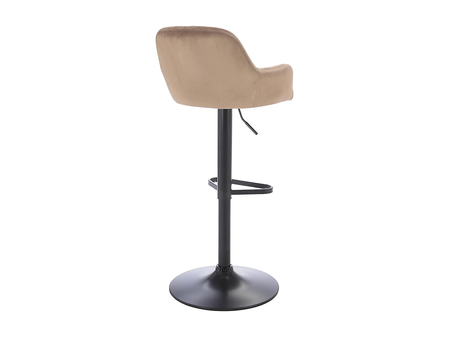 Lot de 2 tabourets de bar en velours et métal noir - Hauteur réglable - Beige - ELEANA