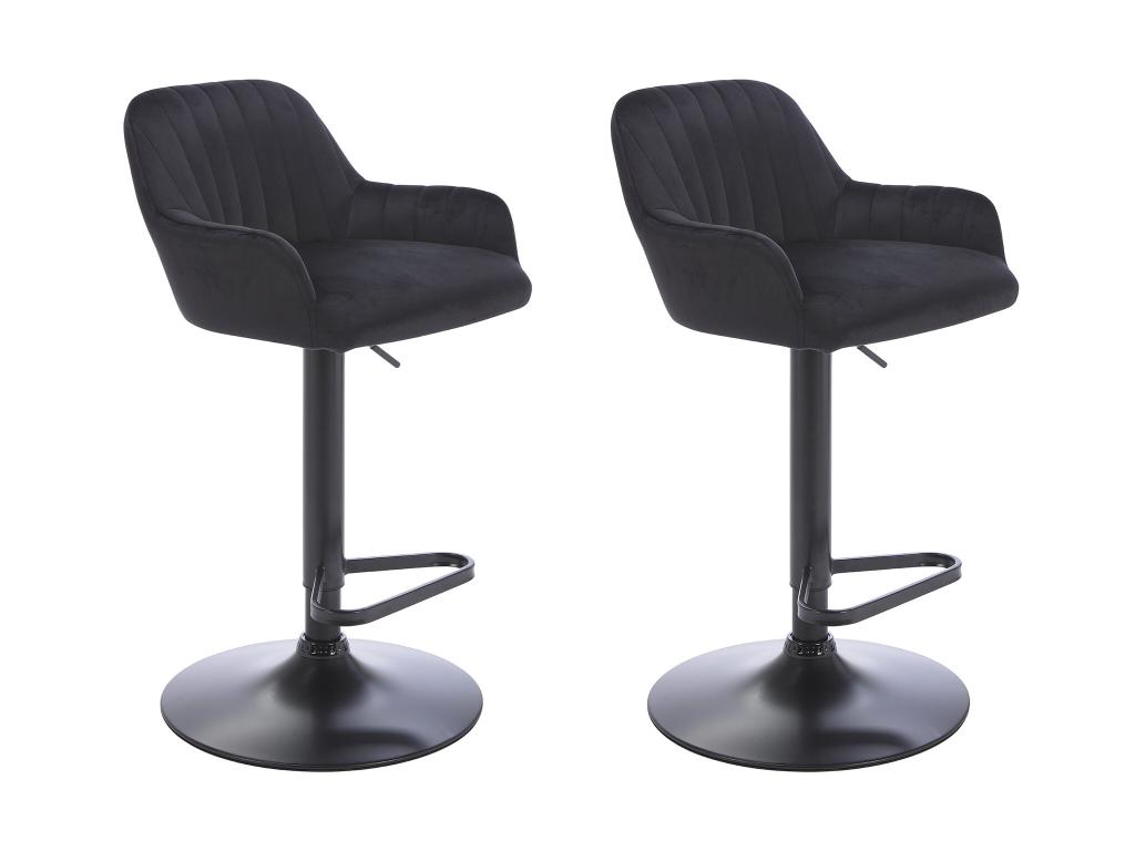 Barhocker 2er-Set - Samt & Metall - Höhenverstellbar - Schwarz - ELEANA günstig online kaufen
