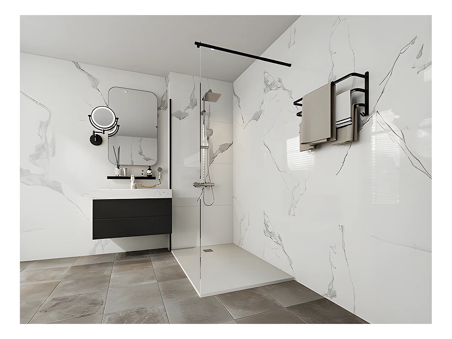 Receveur de douche extra plat à poser ou à encastrer recoupable en résine SMC avec siphon - Blanc - 120 x 90 cm - MIRNOSA