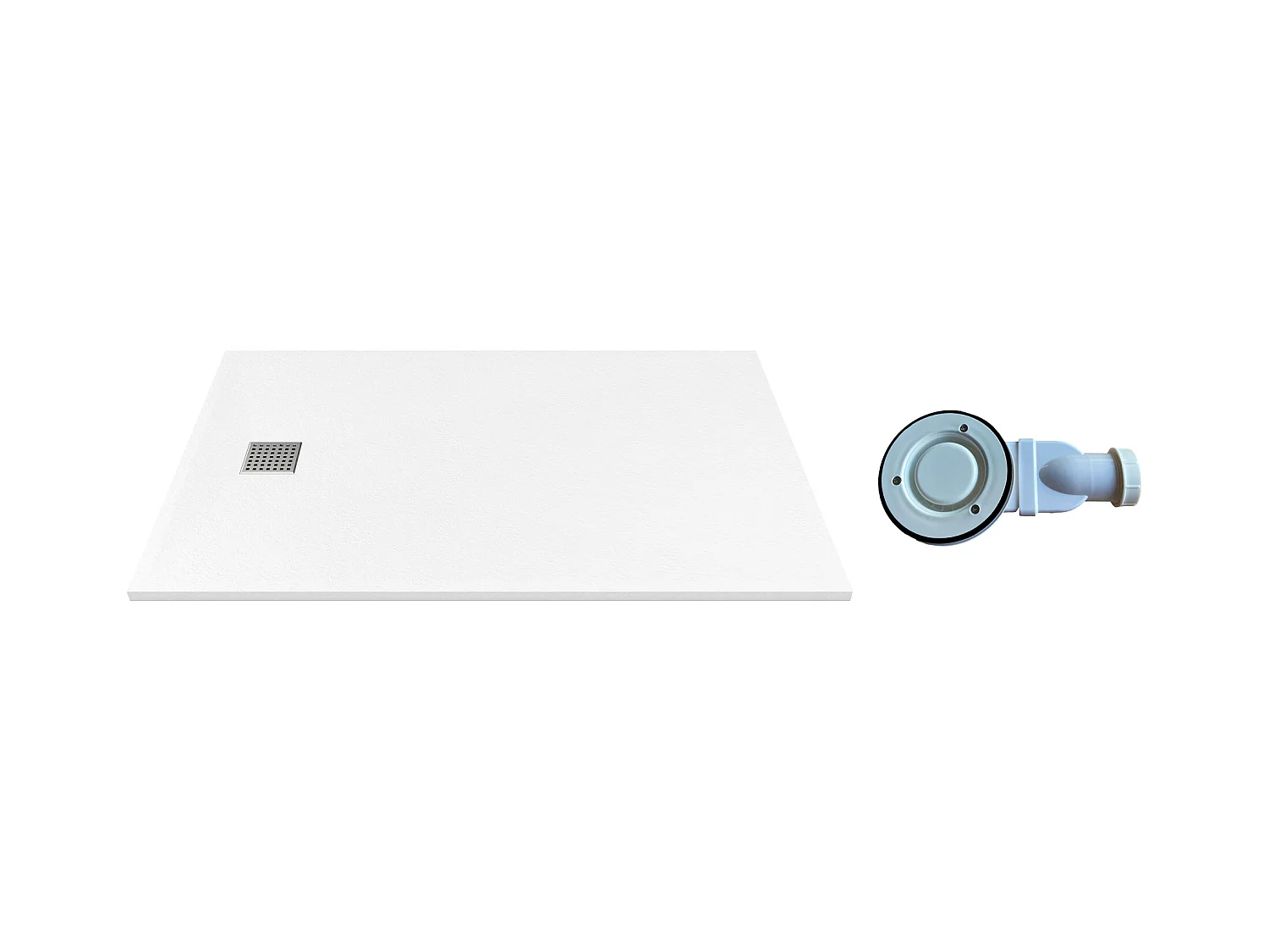 Plato de ducha de resina para instalar o empotrar con sifón - Blanco - 120 x 90 cm - MIRNOSA